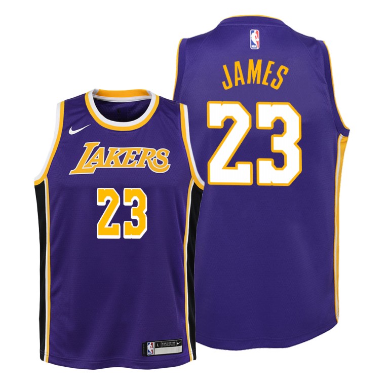 Youth Los Angeles Lakers Lebron James #23 NBA Statement Edition Purple Basketball Jersey DHF5883EM